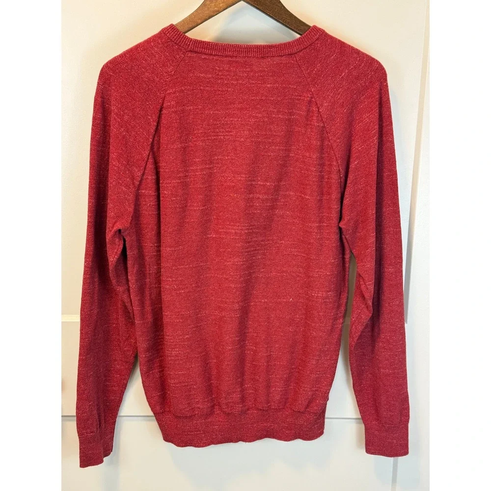 J. Crew Red 100% Cotton Textured Raglan Crew Neck Sweater ReImagined size Medium